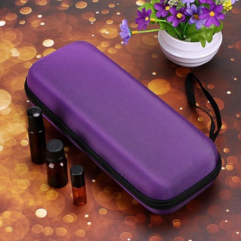 Hipiwe EVA Essential Oils Carrying Case Organizer for 20 Bottles 5ml 10ml Standard and Rollers Bottles Portable Hard Shell Essential Oils Travel Bag Holder for Essential Oils Bottle Storage (Purple)