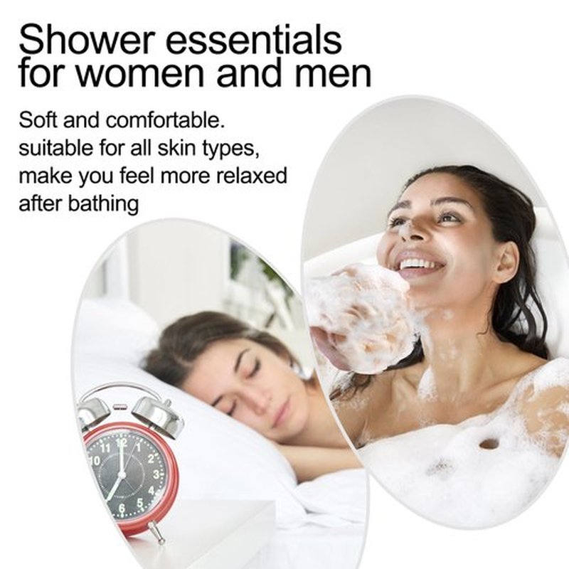 Fishent Bath Loofah Sponge, 3 Pack loofahs Exfoliating Body Scrubber, 60g Soft Mesh Pouf Shower Puffs, Loofa for Women and Men