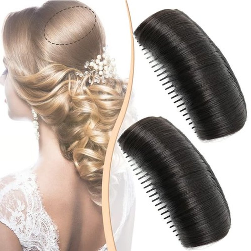 Invisible Fluffy Hair Pad, 2025 New Natural Fluffy Hair Bumps for Volume Insert, Bump It Up Hair Accessory Volume Clip, Invisible Fluffy Hair Pad Blonde for Women Girls (2pcs Black)