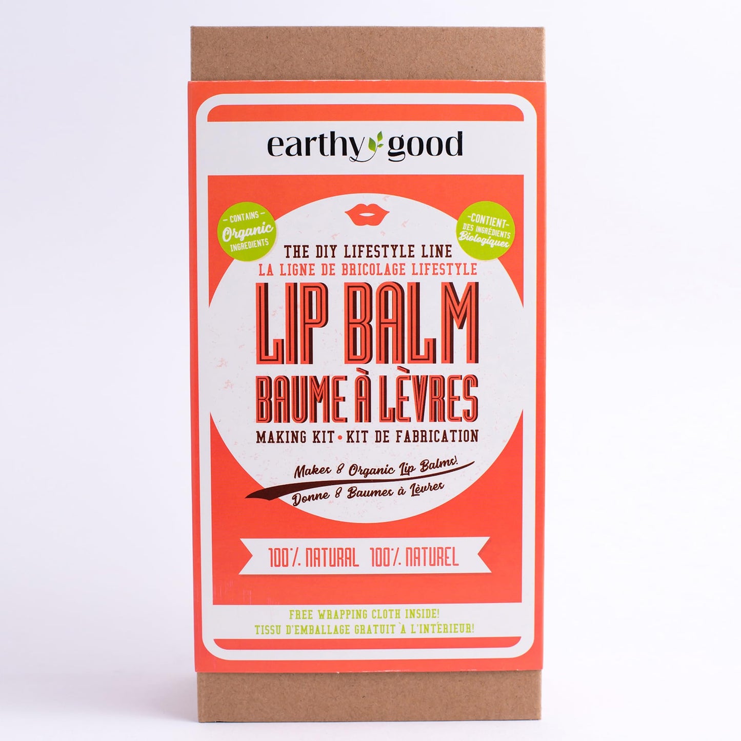 Earthy Good: Lip Balm Making Kit - Make 8 Twist-Up Balms, DIY Beauty Craft Kit for Adults, Organic Ingredients, Beeswax, Cocoa Butter, Essential Oils