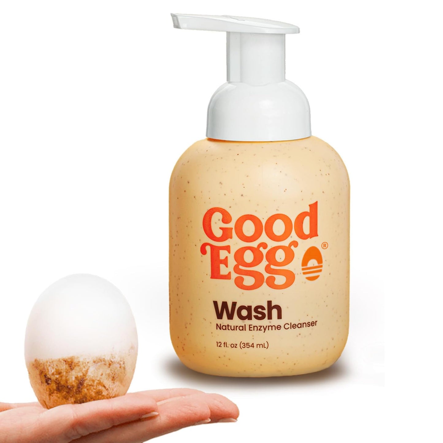 GoodEgg Egg Wash Natural Enzyme Wash Spray with Foaming Pump, Refillable 12floz Bottle, Chicken Egg Cleanser, Coop Accessories, As Seen On Shark Tank
