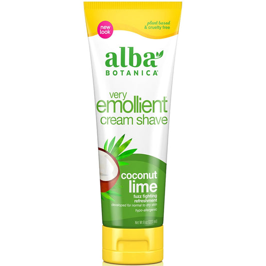 Alba Botanica Coconut Lime Cream Shave - Very Emollient, 8 oz (3-Pack)