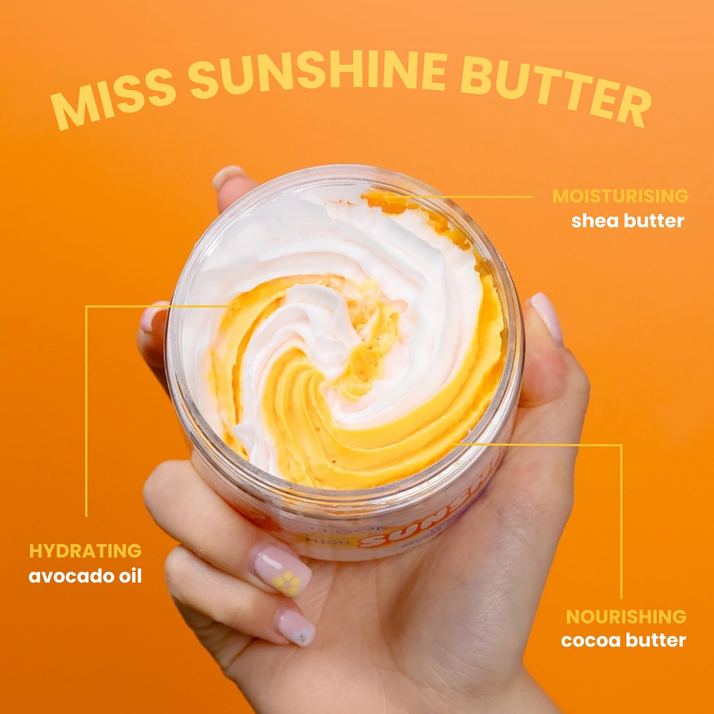 I LOVE Cosmetics Miss Sunshine Whipped Body Butter - Body Moisturizer for Women - Shea and Cocoa Butter, Avocado Oil - Vanilla Caramel Scent - 8.5 oz