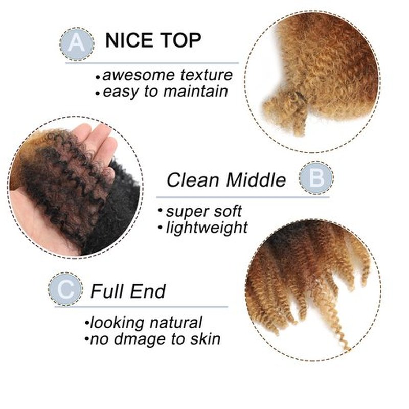 12 Inch Springy Afro Twist Hair 8 Packs Marley Twist Braiding Hair Pre-fluffed Spring Twist Hair Kinky Hair Afro Twist Hair Marley Hair for Faux Locs (12 Inch (Pack of 8), T1B/30/27)