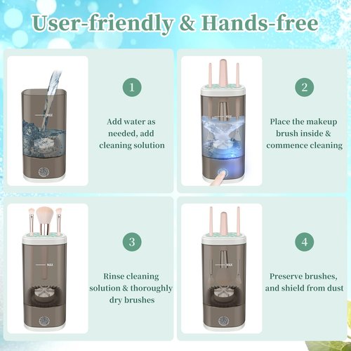 Tpsofy Electric Makeup Brush Cleaner Machine, Ultimate Efficient Automatic Cleaner for All Types of Makeup Brushes- Black