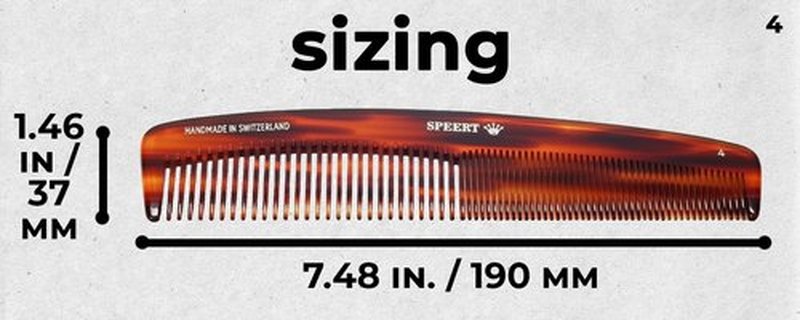 Speert #4 Handmade Wide Narrow Tooth Comb Tortoise Havana Acetate Thick Coarse Curly Thin Fine Straight Hair Detangling Parting Grooming Teasing Styling Hairdresser Barber Hairdressing Wet Dry Pocket