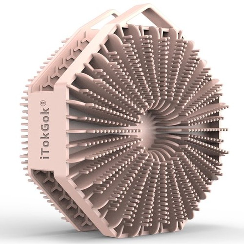 iTokGoK® Silver-Infused 2-in-1 Silicone Body Scrubber, Double-Sided Design Body Brush Silicone Scrubber Exfoliating Brushes for Sensitive Skin for Showering for Women Silicone Loofah- Sand Pink