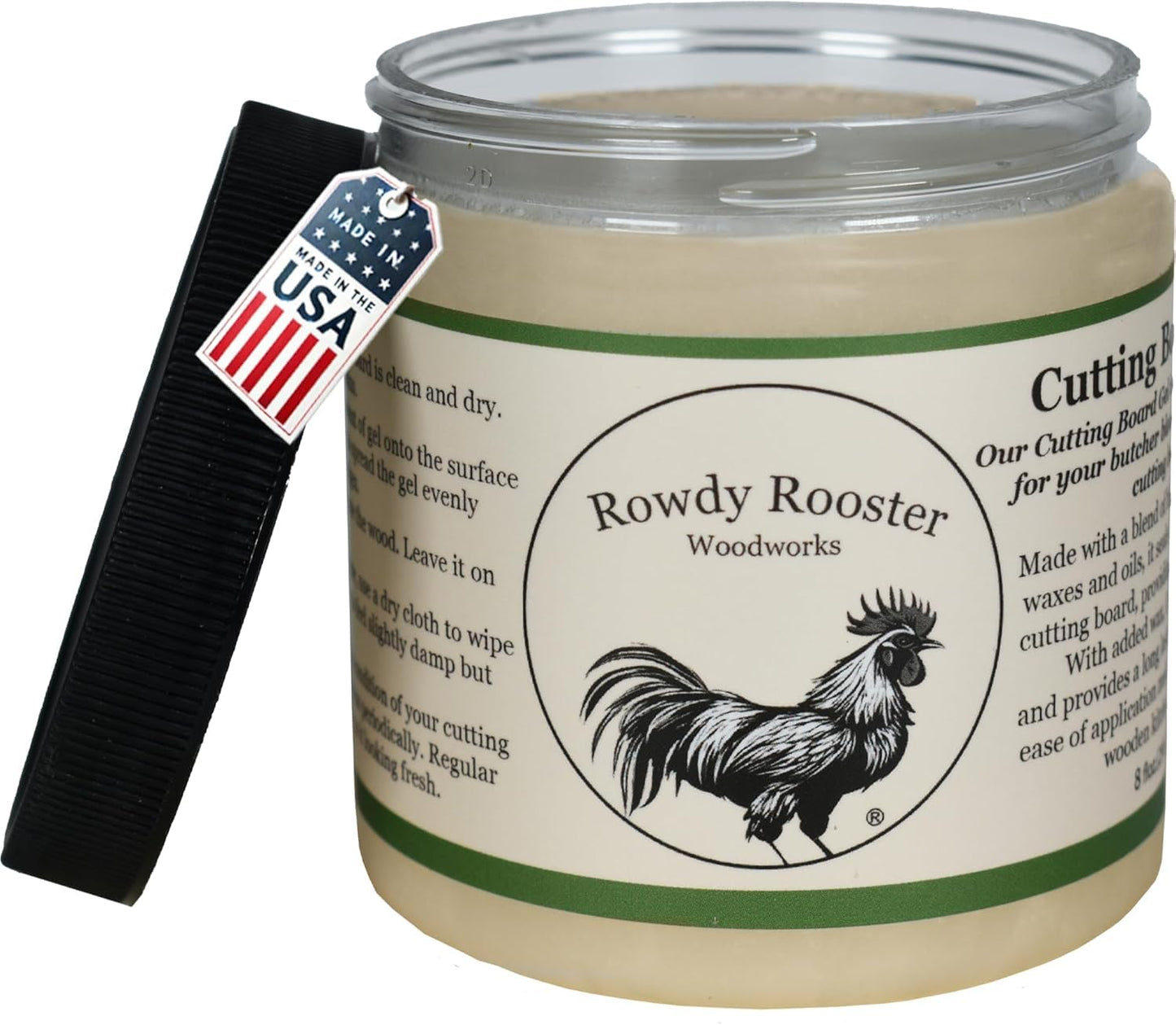 Cutting Board Gel - Beeswax and Mineral Oil Treatment in One - Food Grade Mineral Oil & Beeswax-Butcher Block Conditioner, Cutting Board Wax & Charcuterie Board Wax, Citrus Scent.-USA Made* (8 fl.oz)