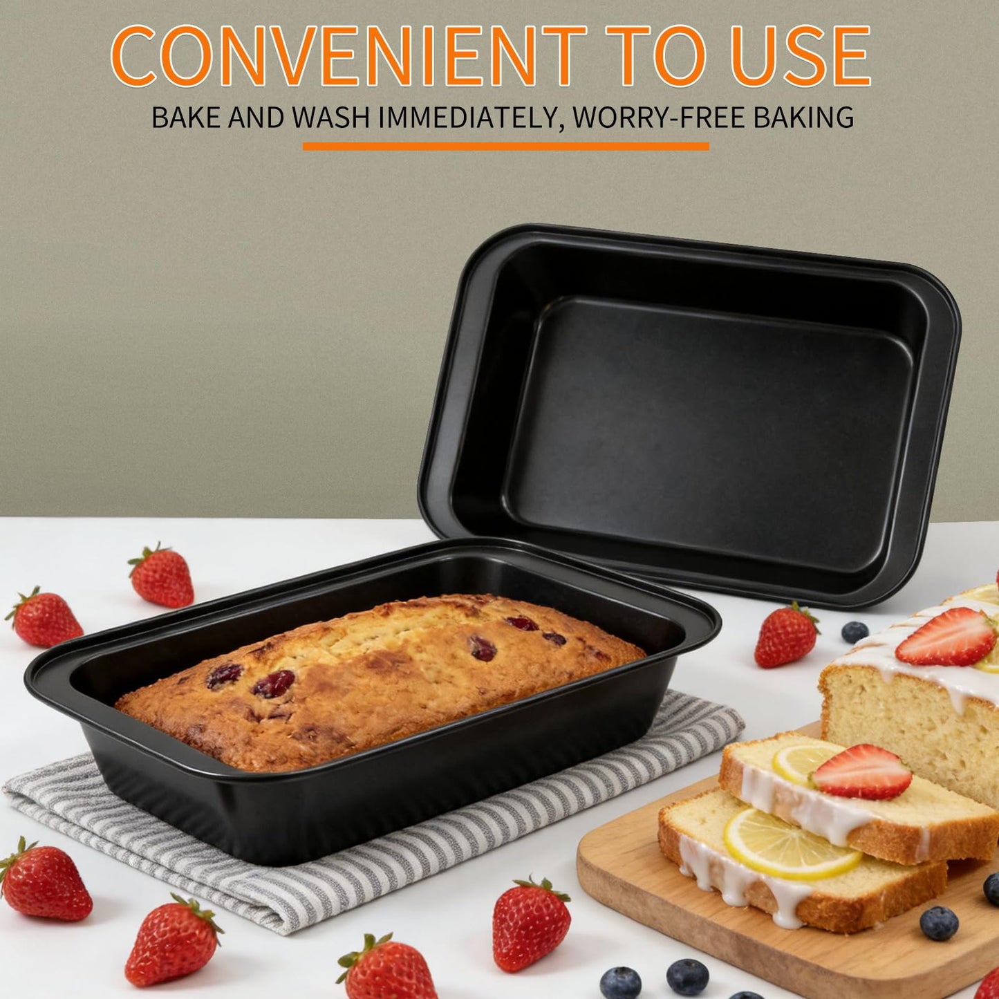 Jibrelxion 3 Pack Rectangular Cake Pan, 9.6"x7.4" Carbon Steel Baking Pan