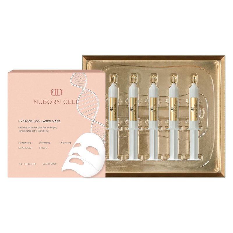 Nuborn Cell HydroGlow Duo - Hydrogel Collagen Mask & Brightening Ampoules | 4 Masks + 5 Ampoules