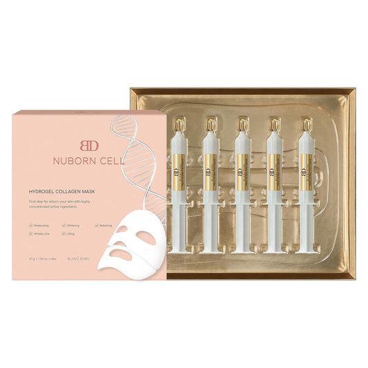 Nuborn Cell HydroGlow Duo - Hydrogel Collagen Mask & Brightening Ampoules | 4 Masks + 5 Ampoules