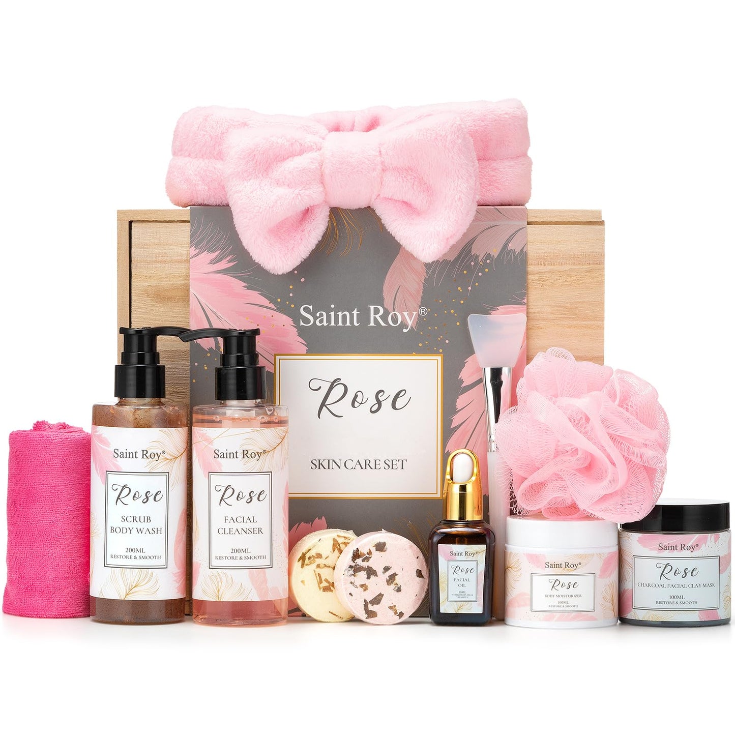 Skin Care Kit for Women, ROSE Spa Gifts for Women, Self Care Kit
