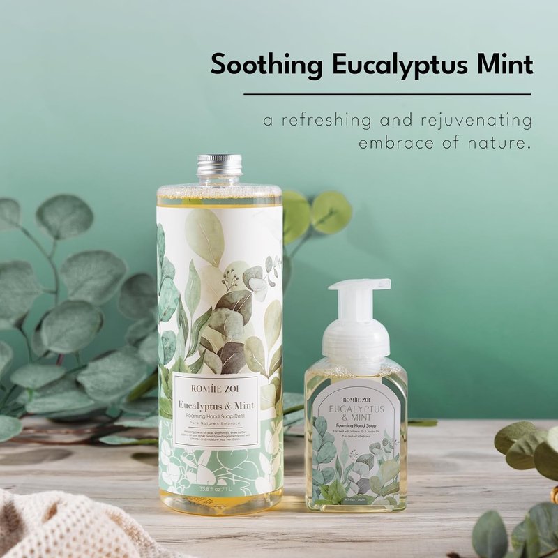 Eucalyptus & Mint Foaming Hand Soap Refills - Natural, Cruelty-Free & Moisturizing | 1L/33.8oz (Pack of 3)