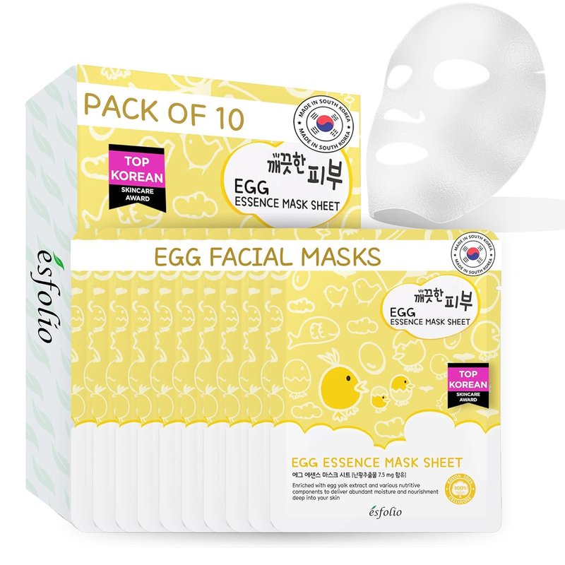 Egg Essence Face Mask - Hydrating & Nourishing Sheet Mask for All Skin Types | Moisturizing Treatment (Pack of 10)