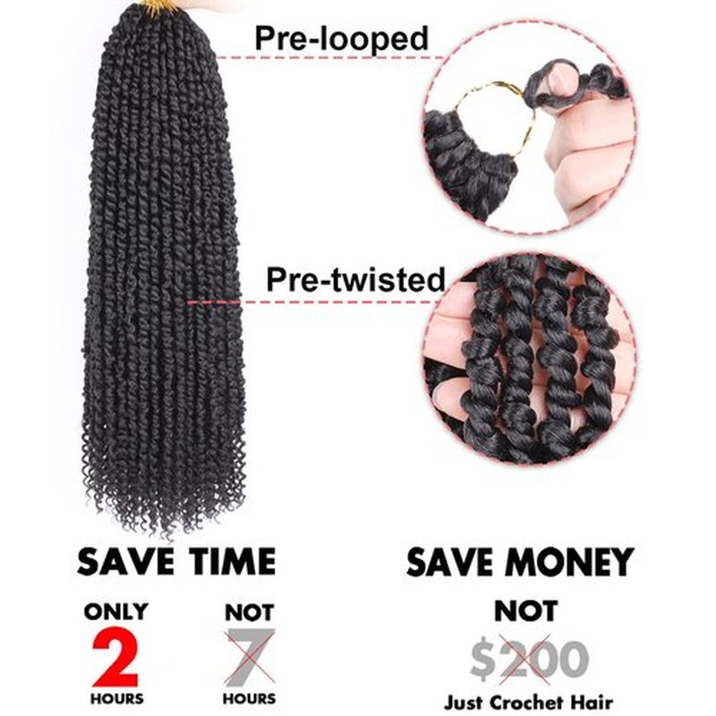 Leeven 22 Inch Pre-twisted Passion Twist Crochet Hair 8 Packs Ombre Red Pre-looped Crochet Braids Hair for Passion Twist Braiding Hair 12 Roots/pack T350# Passion Twists Hair