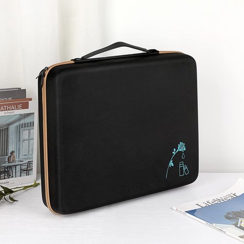 Hipiwe 120 Bottle EVA Essential Oil Storage Carrying Case Essential Oils Organizer Holder with Foam Insert Essential Oil Traveling Bag, Holds 5ml 10ml 15ml Essential Oils, Black+ Brown