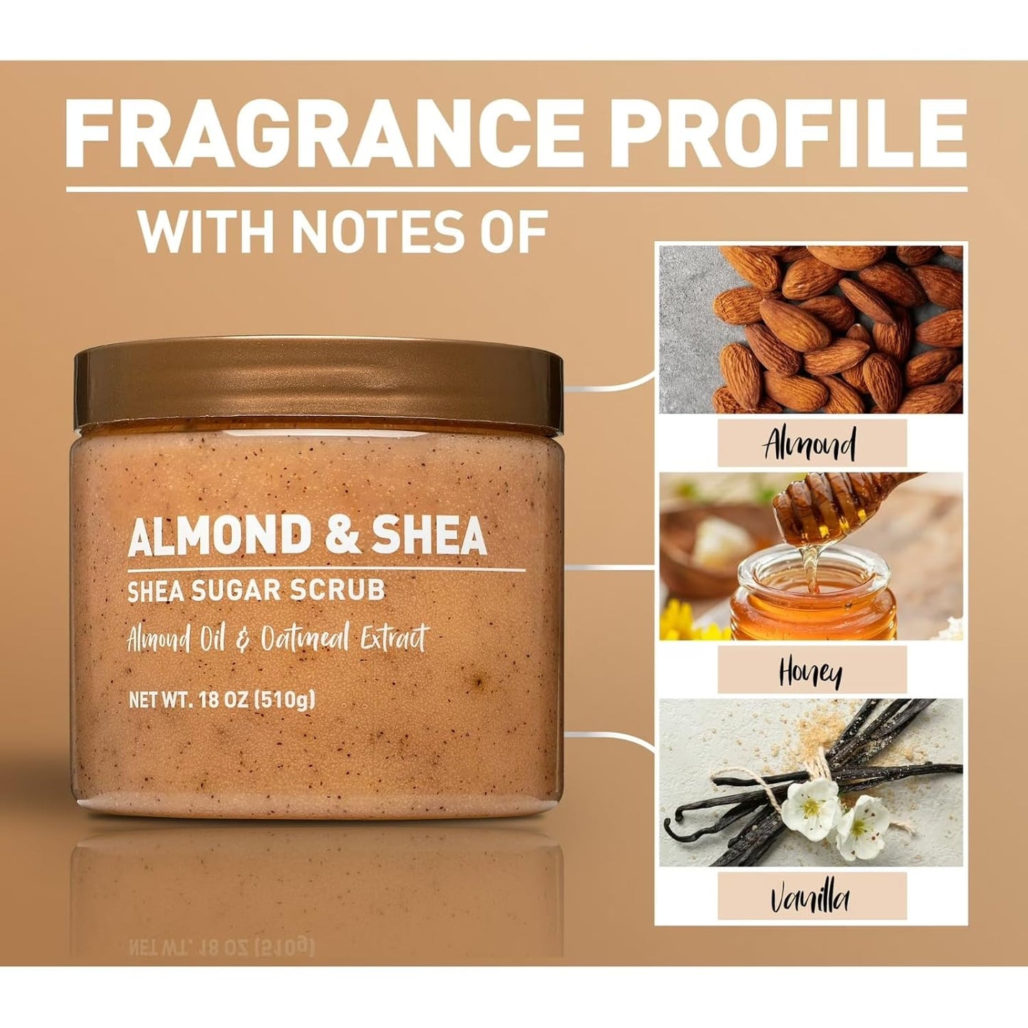 Almond & Shea Sugar Body Scrub - Exfoliating Moisturizer for Smooth Skin | 18 oz