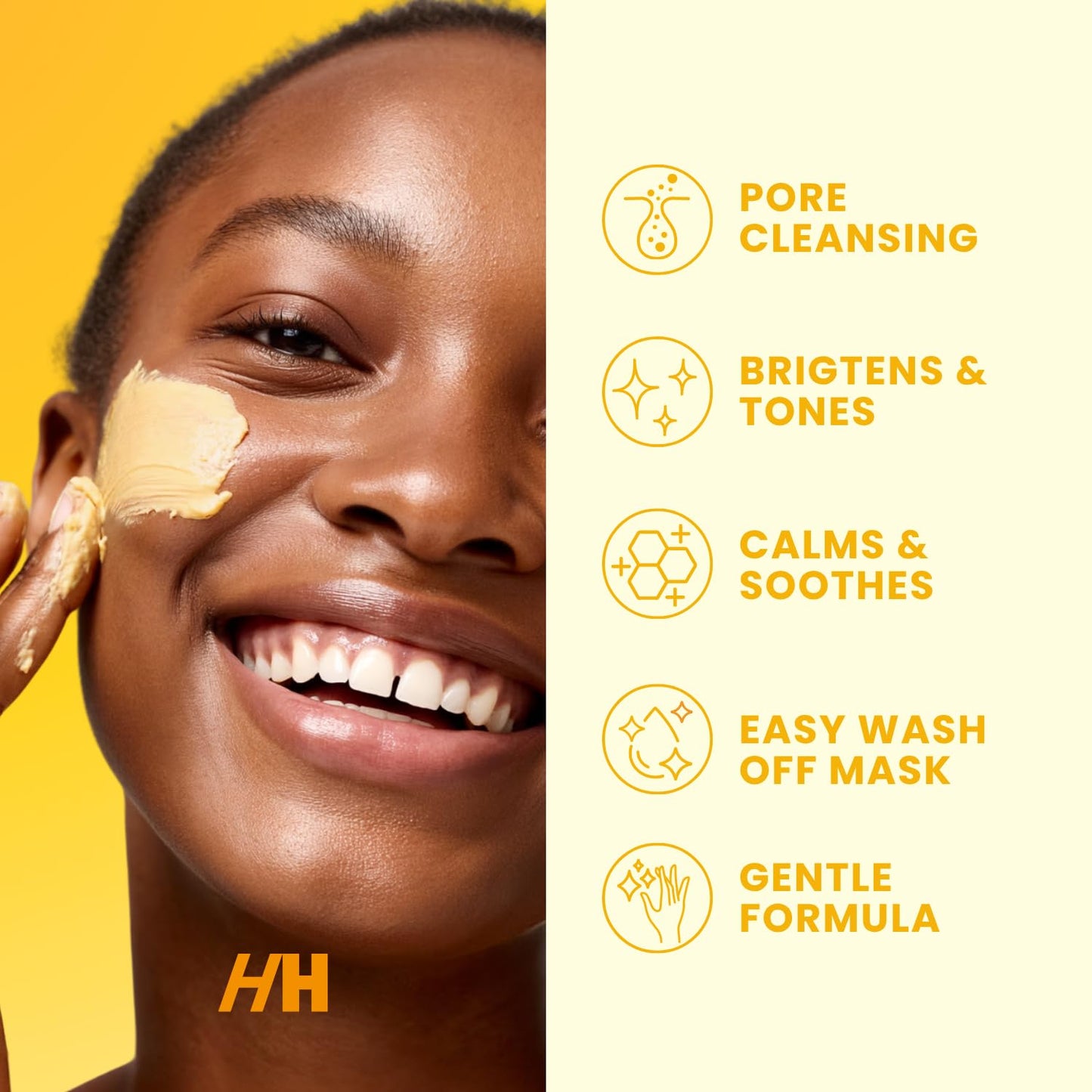 Handmade Heroes Vitamin C Turmeric Clay Mask – Facial Treatment Mask for Brightening Dark Spots, Detoxifying & Radiance – Deep Pore Cleansing for Dull, Uneven Skin