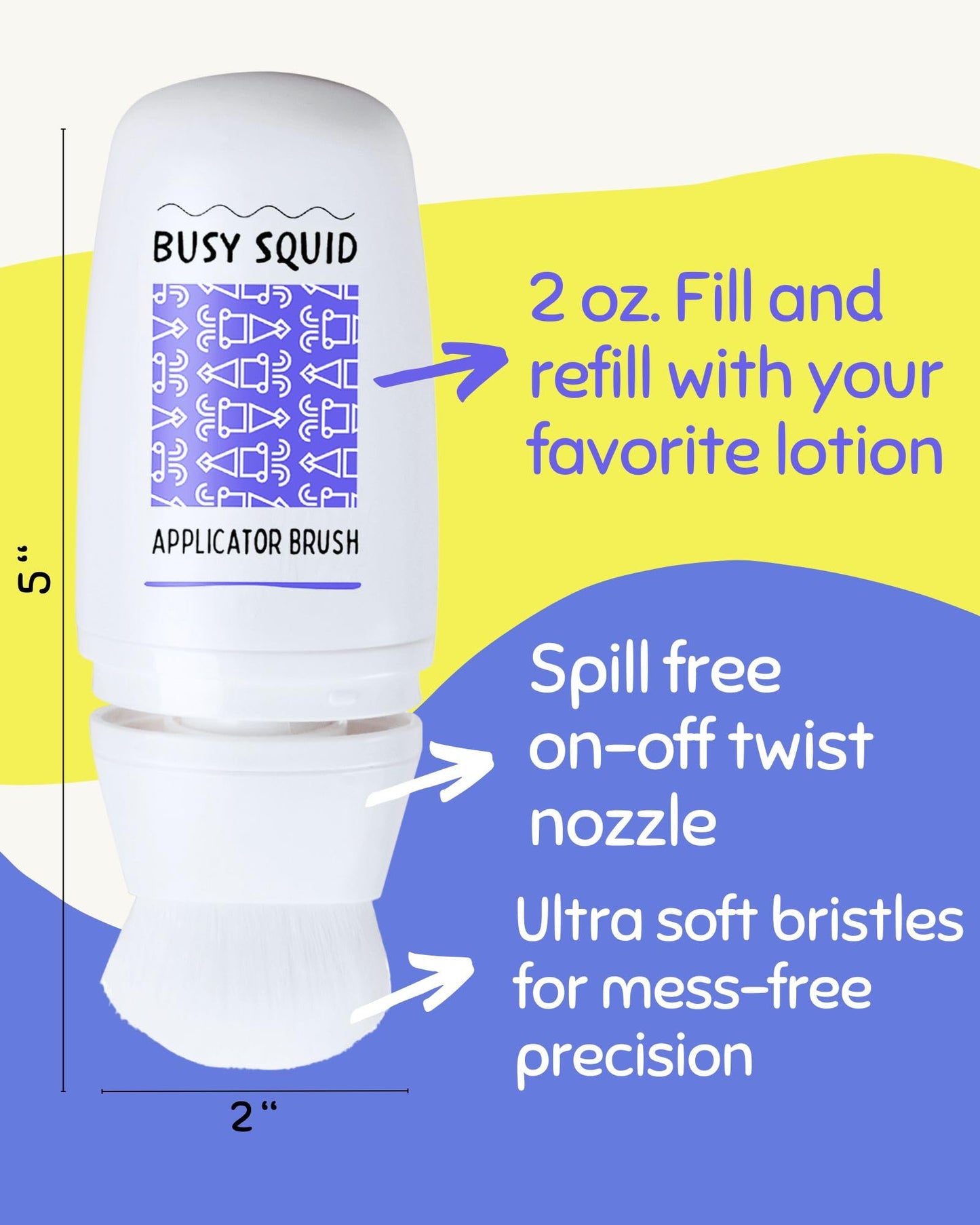 Set of 2 Refillable Sunscreen Brush for Face – 2 oz Travel Applicator for Liquid SPF – Mess-Free Reapplication for Kids & Adults – Perfect for Beach, School & Sports