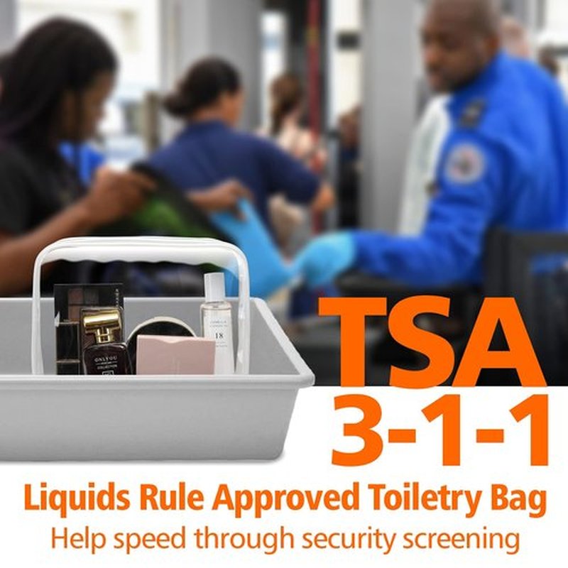 PACKISM Clear Toiletry Bag - 3 Pack TSA Approved Toiletry Bag Quart Size Bag, Travel Makeup Cosmetic Bag for Women, Carry on Airport Airline Compliant Bag, White