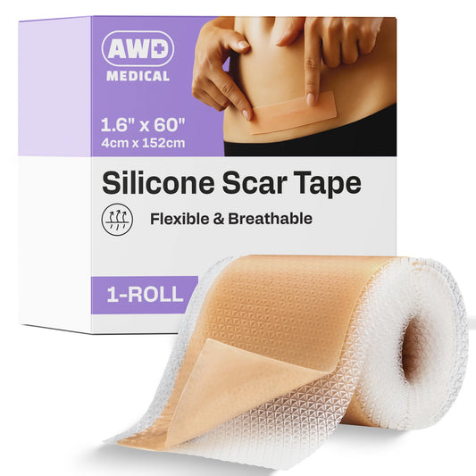 Silicone Scar Tape — Medical-Grade, 1.6" x 60", Cut-to-Fit for C-Section, Surgical & Keloid Scars, Face & Wrinkles | Reusable