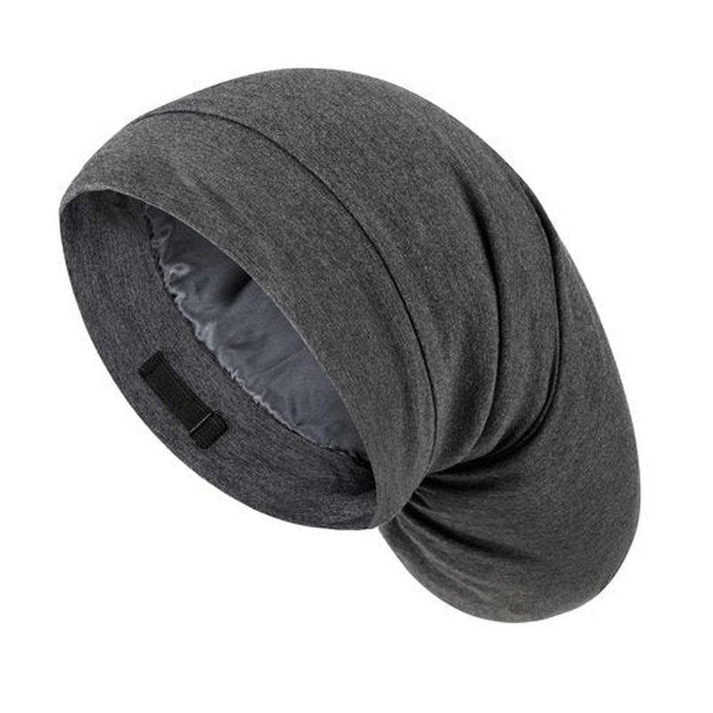 Large Satin Bonnet for Men Sleeping: Loc Cap Dreadlocks for Curly Braids Wave, Silky for Frizzy Hair Smooth, Adjustable No Slip Grey