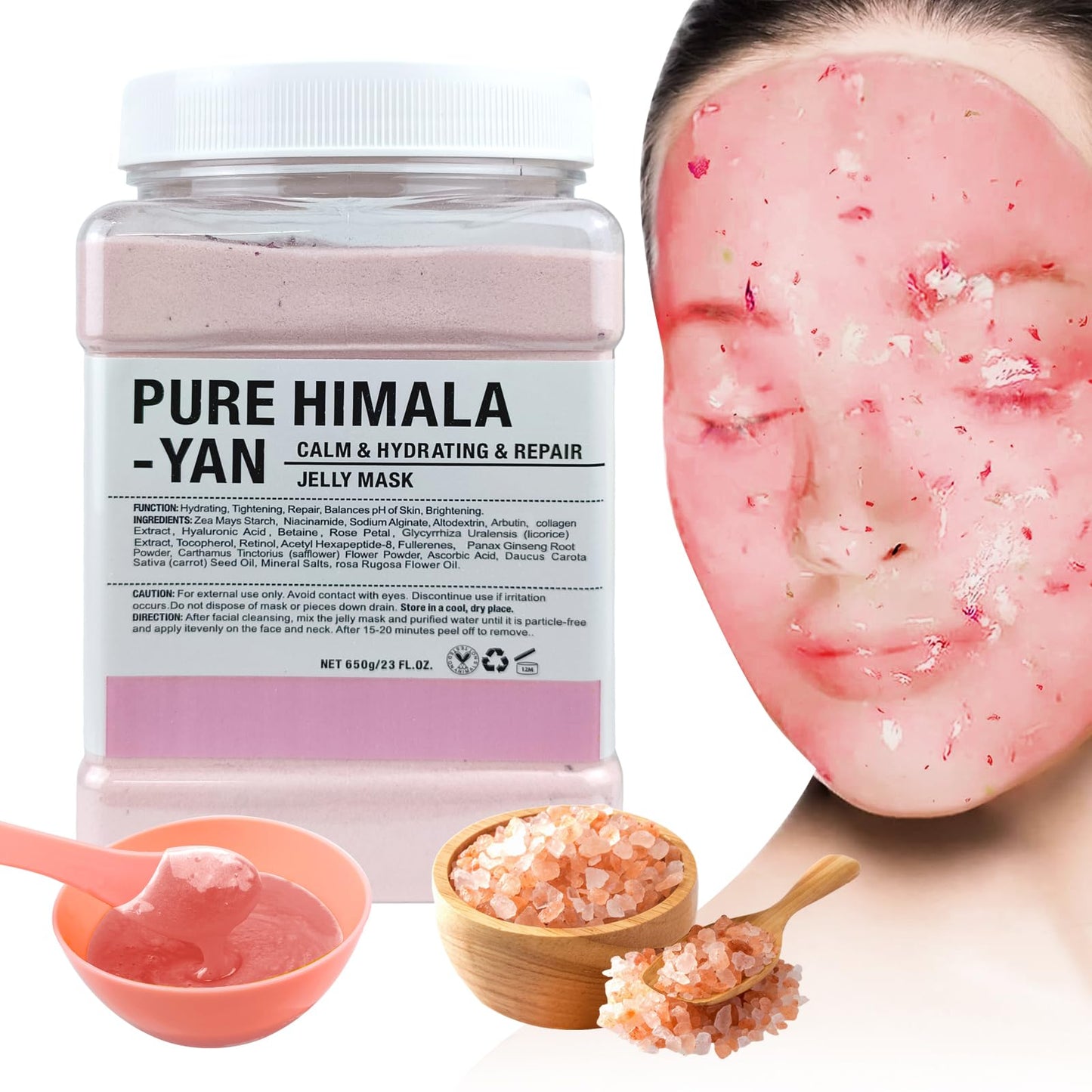 Angeland Jelly Mask for Facials Professional, Hydrating & Moisturizing Peel-Off Natural Gel Face Mask SkinCare, Professional Spa Use Jelly Face Masks, Deep Hydration & Glow 23 Fl Oz (Pure Himala Yan)