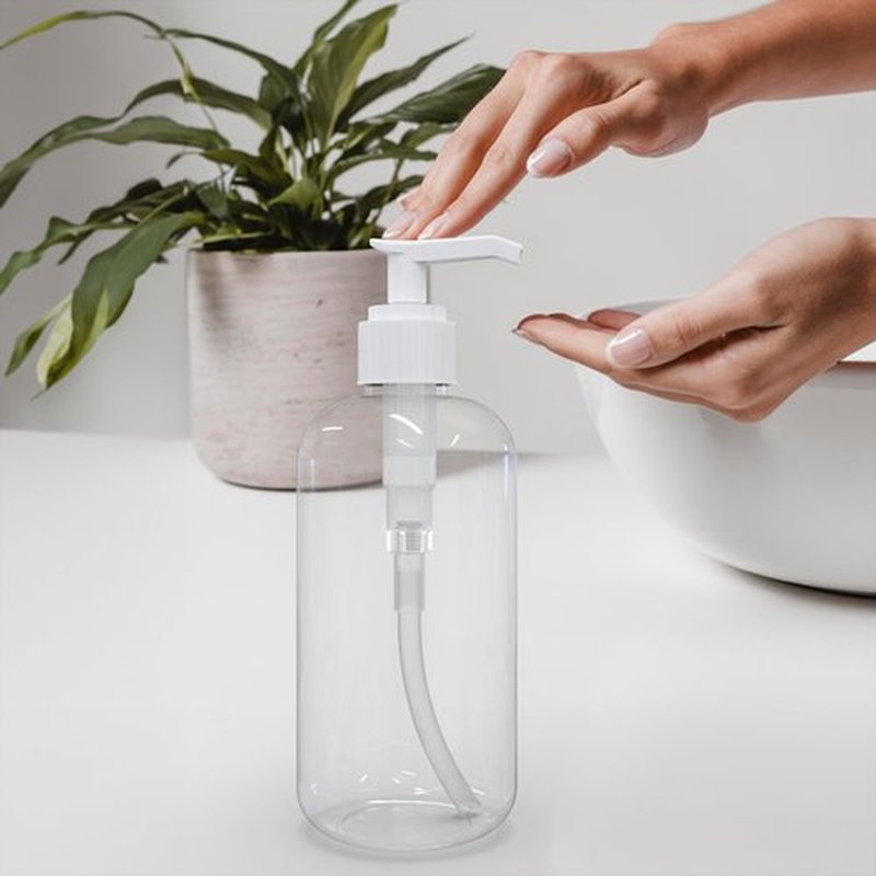 BRIGHTFROM Plastic Bottles with Pump Dispenser, 8 OZ Empty, BPA Free Refillable Containers for Body Wash, Moisturizer, Face Cream, Liquid Soap - Clear/White - 2 Pack