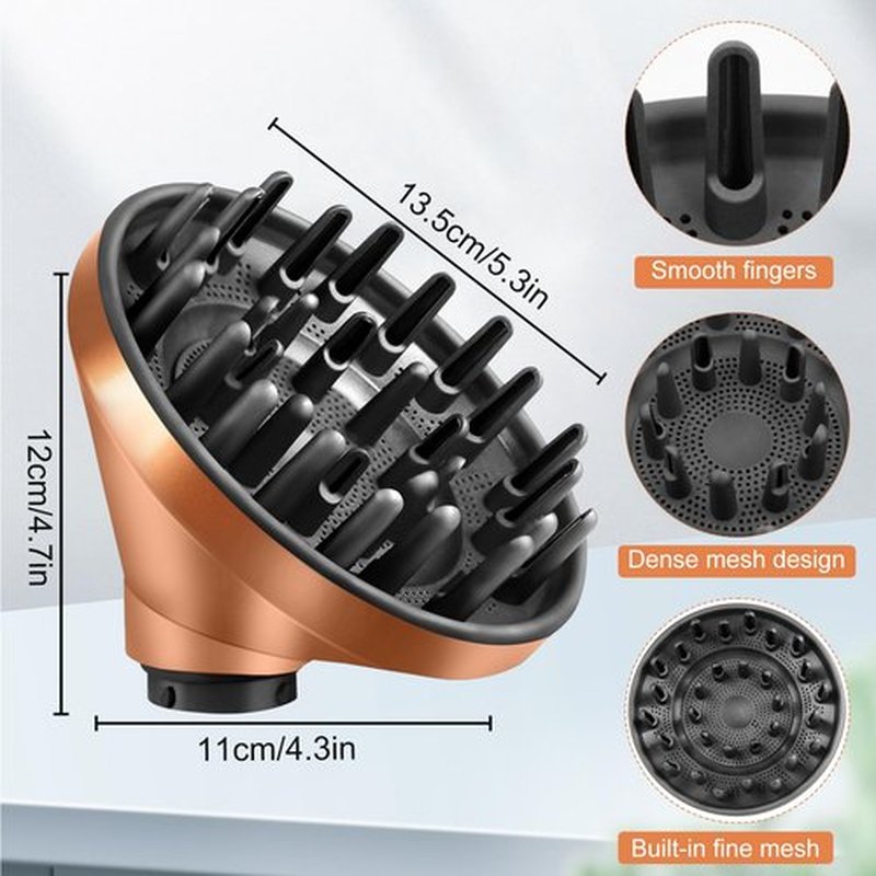 Upgraded Hair Diffuser Attachment for Dyson for Airwrap HS05 HS03 HS01, Hair Dryer Diffuser Nozzle Converting for Curling Iron To Hair Dryer, Gold