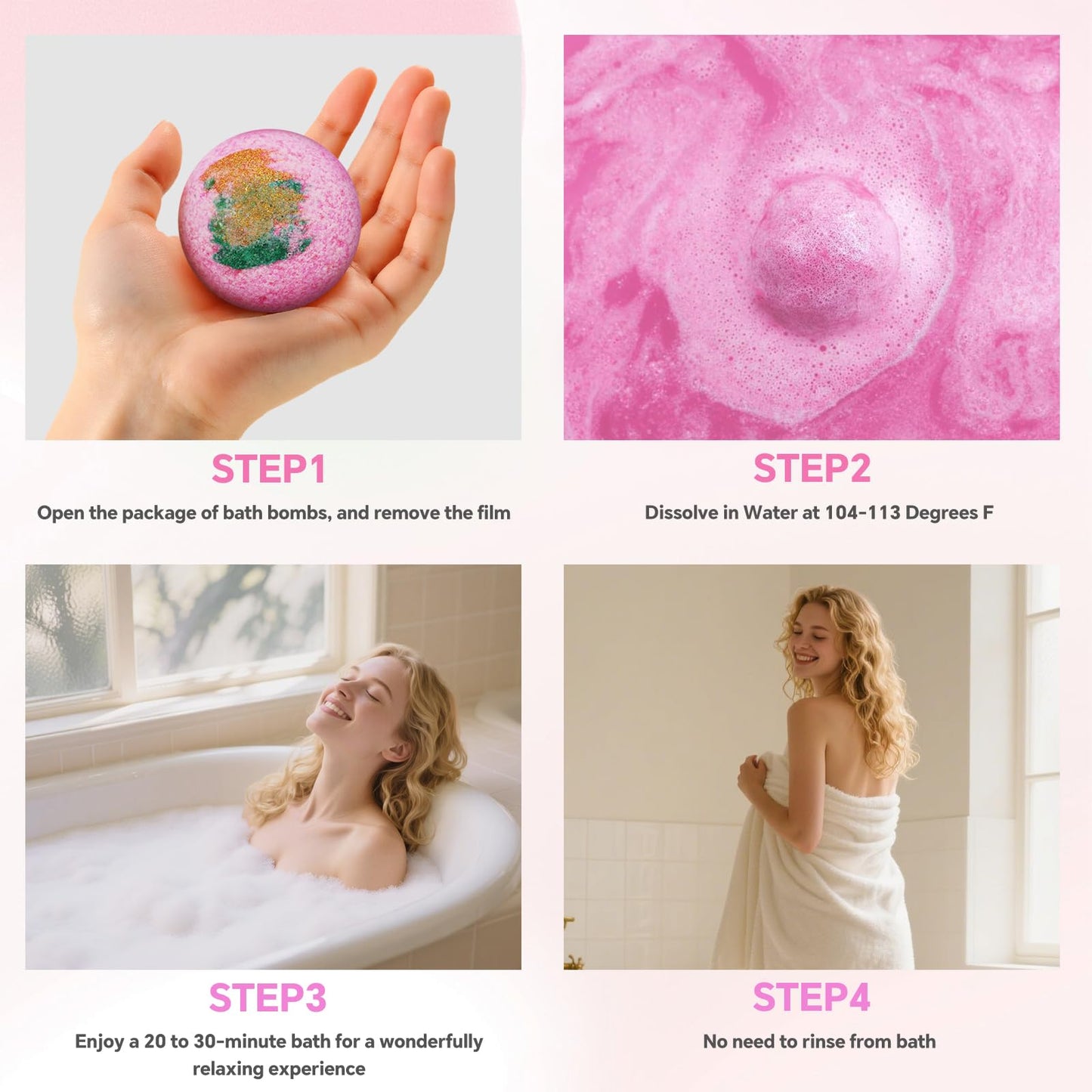 CalmNfiz Bath Bombs for Women, 12 PCS Bath Set, Natural Bubble Bathbombs with Shea Butter, Dry Skin Moisturizing, Present for Christmas, Birthday, Valentine’s Day for Mom, Wife, Her, Girls