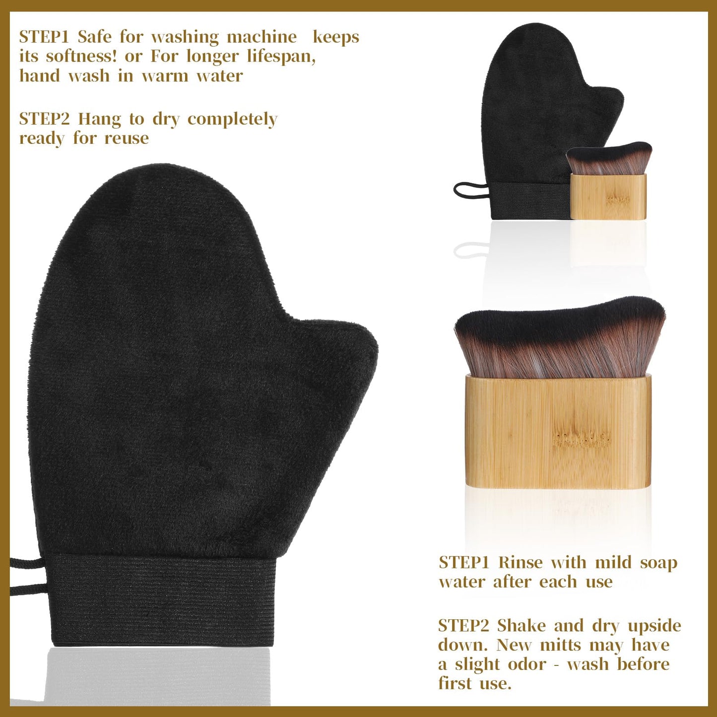 Self Tanning Mitt Self Tanner Mitt Tanning Glove Self Tanner Mitt Applicator Kit Soft Tanning Glove And Brush Self Tanner Back Applicator Tan Brush Kabuki Body Brushes Self Tanning Kit for Face Body