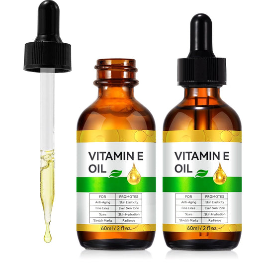Vitamin E Oil - Pure Skin & Nail Moisturizer for Scars, Hydration, Anti-Aging | 2 Fl Oz (Pack of 2)