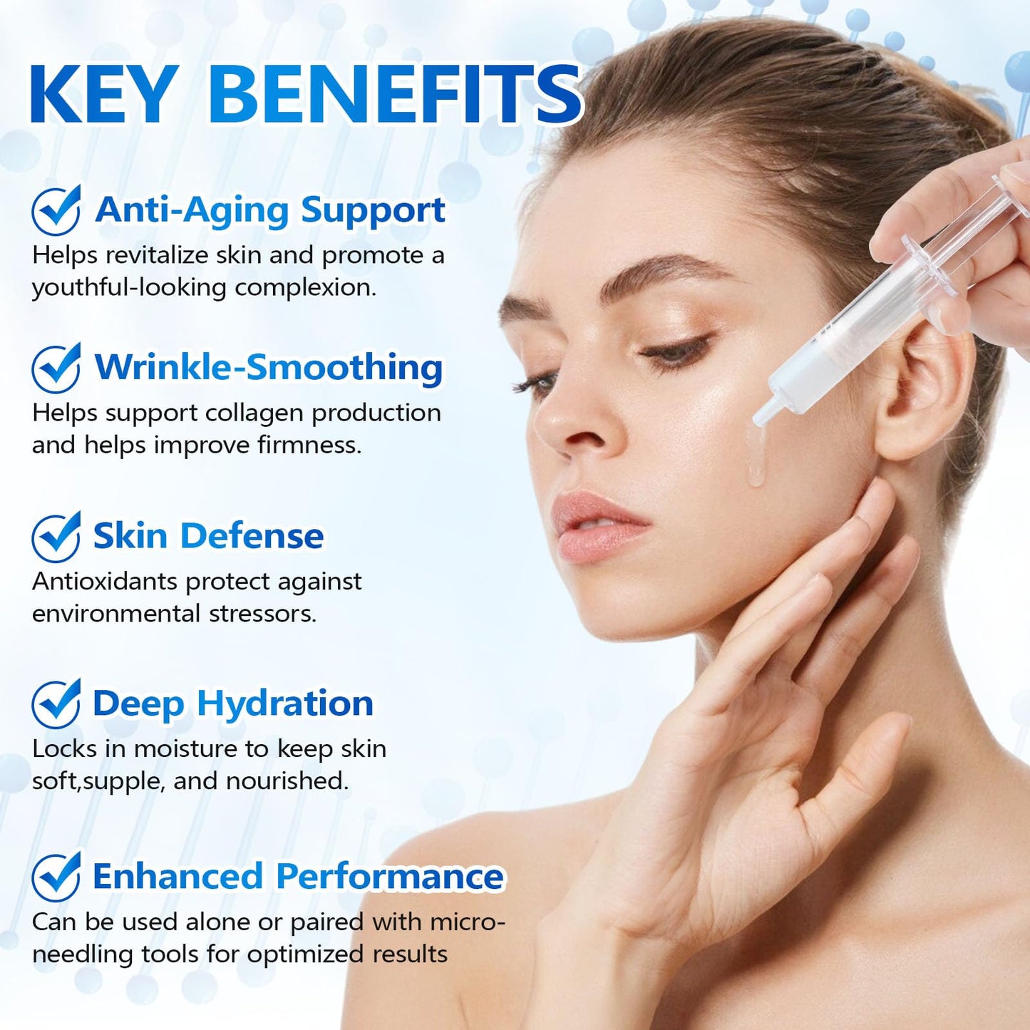 Stem Cell Serum for Face, Anti Aging Smooth Wrinkles Microneedling Serum Solution to Use with and without Micro Needling. (2 Bottle)