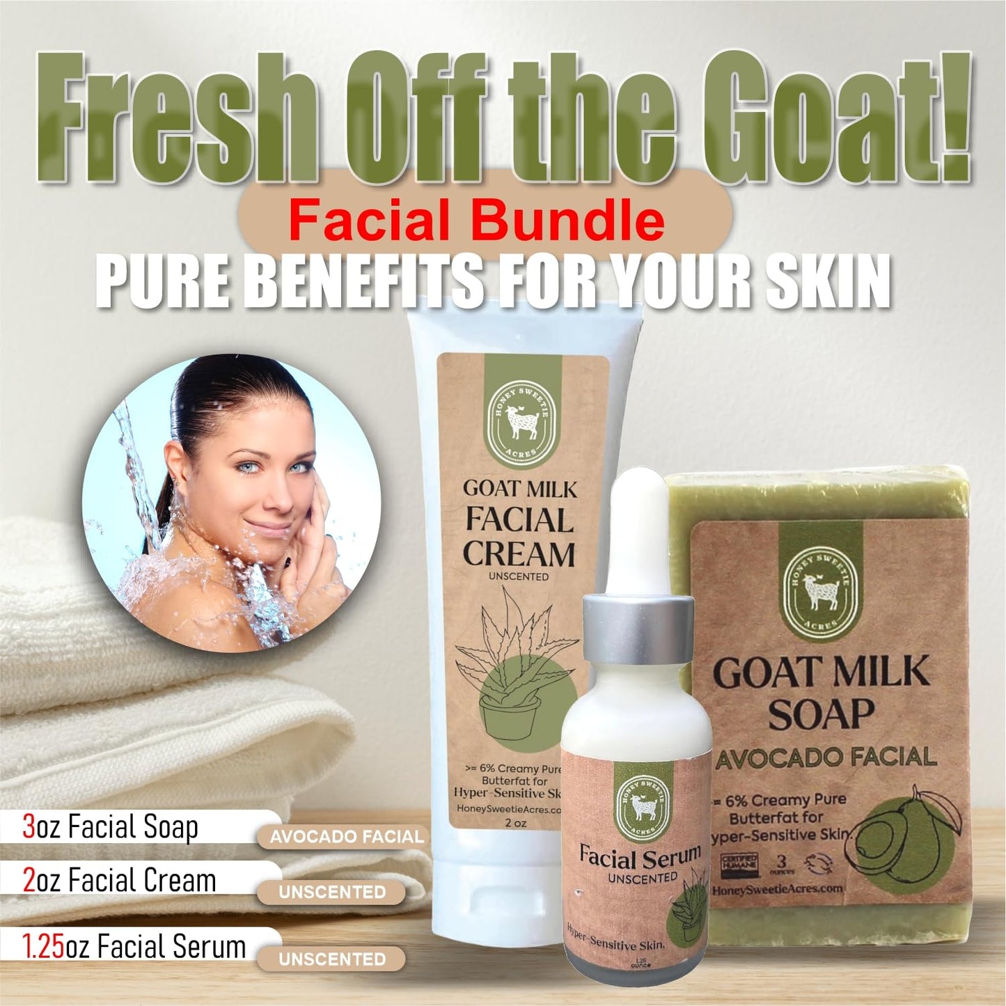 Honey Sweetie Acres Avocado Face & Goat Milk Cream Bundle