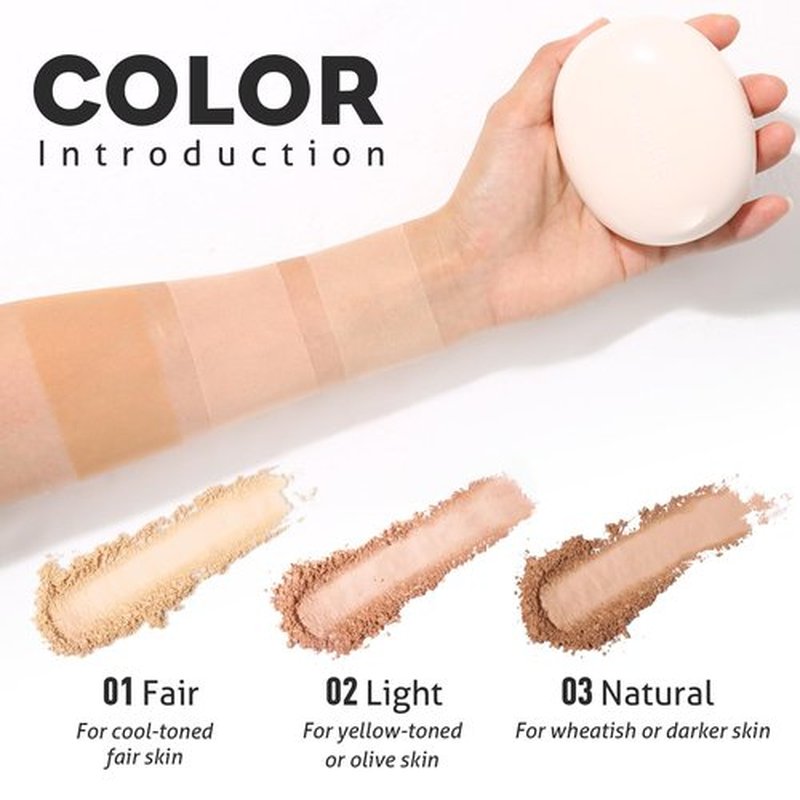 UCANBE 2-in-1 Pressed Face Powder & Foundation Makeup, Matte Oil Control Flawless Setting Powder, Korean Makeup,Waterproof Long Lasting Finishing Powder (Natural)