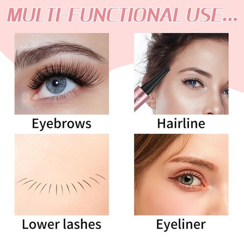 3D Waterproof Microblading Eyebrow Pen with 4 Fork Tip,QIC Eyebrow 4 Tip Brow Pencil,Long-Lasting Natural Eyebrow Hair,Magic Eyebrow Pencil Eyebrow Brush (Black brown)
