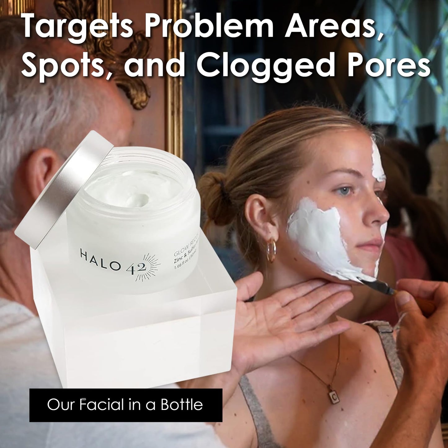 Halo 42 Sulfur Mask Cleanse, Exfoliate, Tighten, Reduce Blemish Glow Recovery Masque with Bentonite Clay, Zinc, Sulfur