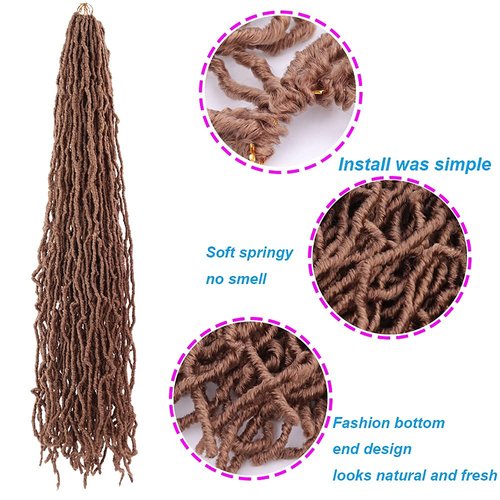 36 Inch New Faux Locs Crochet Braids Hair 6 Packs Super Long Goddess Locs Crochet Hair Curly Wavy Soft Locs Braiding Hair for Women Pre-looped Synthetic Afro Roots Braid Collection Extended