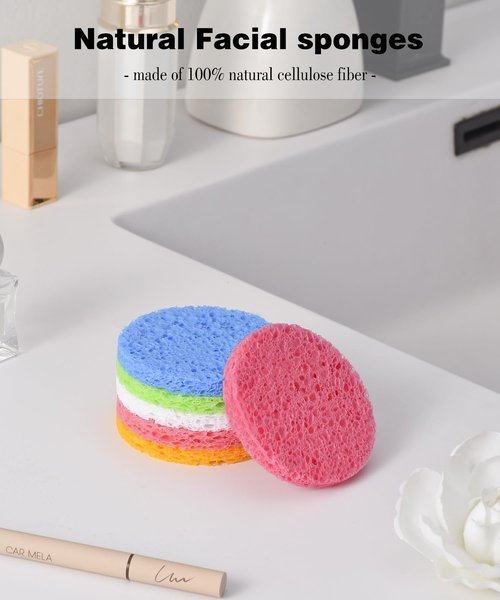 METUUTER 50 PCS Compressed Facial Sponges for Estheticians- 100% Natural Cellulose Face Cleansing Sponge Spa Sponges for Face Cleansing, Massage, Pore Exfoliating, Mask, Makeup Removal
