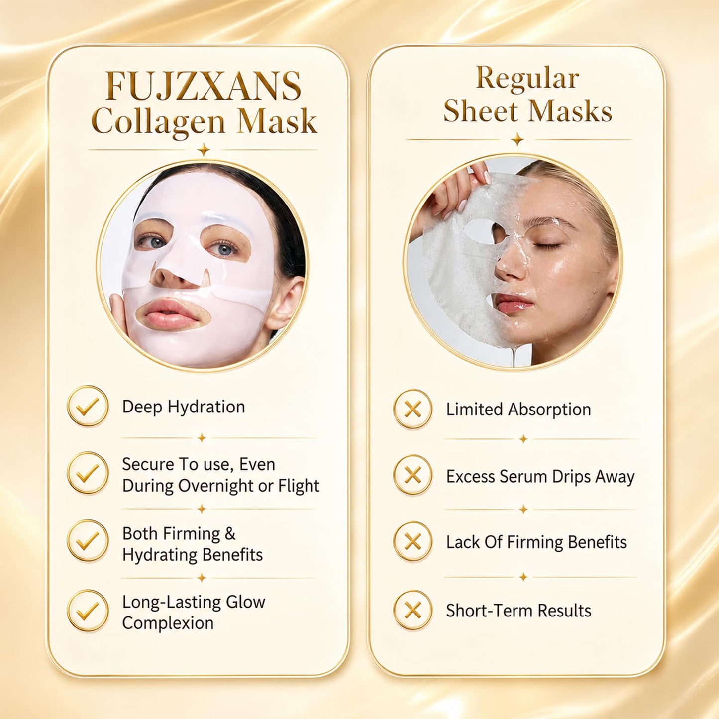 FUJZXANS Bio-Collagen Real Deep Mask, 8 Count, Overnight Hydrogel Face Mask