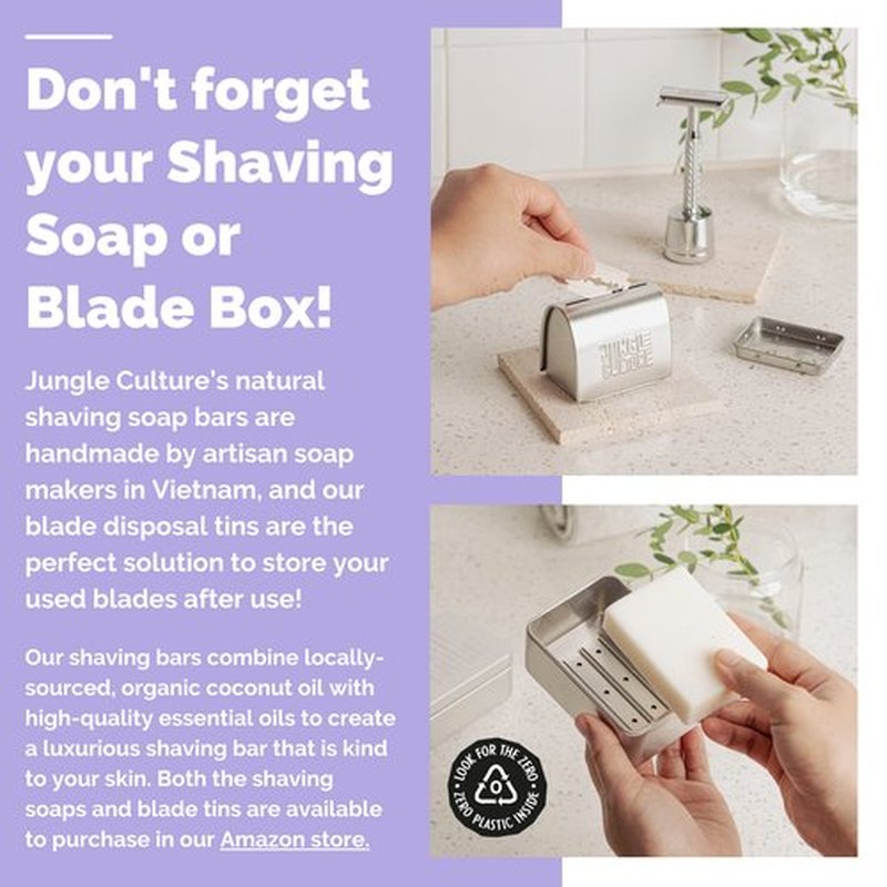 Jungle Culture Safety Razor & Stand with 10 Double Edge Blades • Single Blade Metal Razors for Women & Men for Body & Face • Eco Friendly & Reusable Shaver • Lilac
