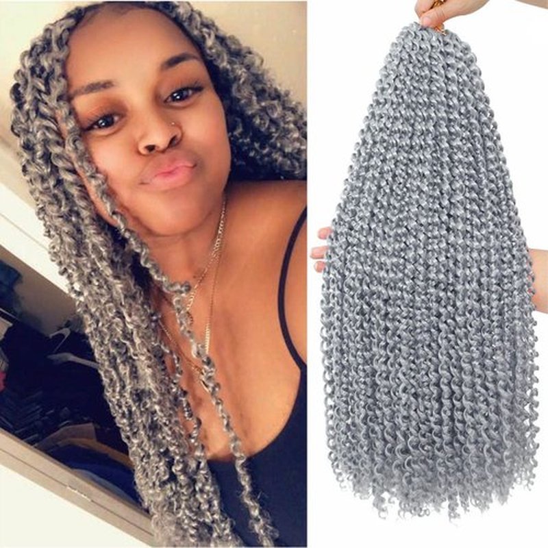 Grey Passion Twist Hair 18 Inch 6packs Gray Water Wave Braiding Hair for Butterfly Locs Passion Twists Long Bohemian Protective Hair Extensions (18 Inch, 6packs, Grey#)