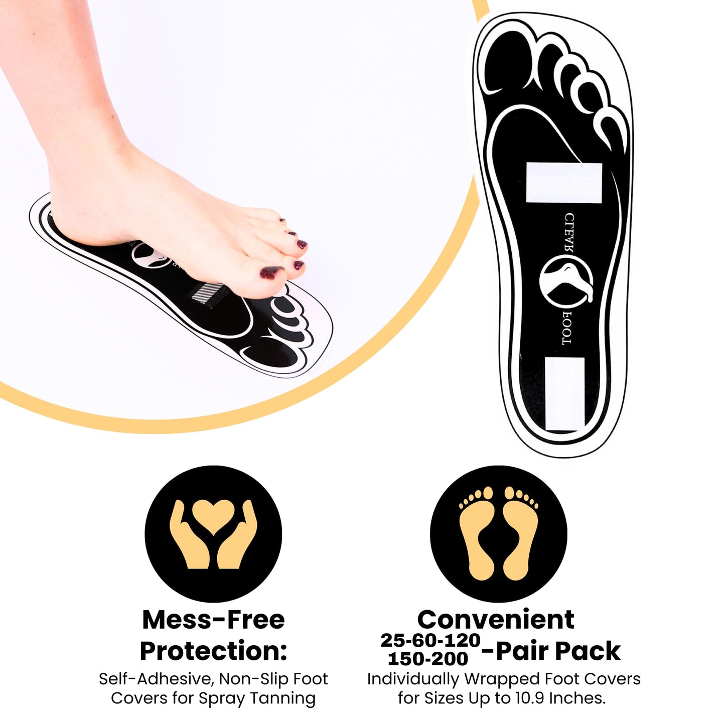 25Pairs(50Feets) Disposable Stick Spray Tanning Feet Pads Perfect for preventing spray tan solution,Deluxe & Hygienic Spray Tan Feet Pads-Ideal for Salons and Spas or Home,Easy to Apply