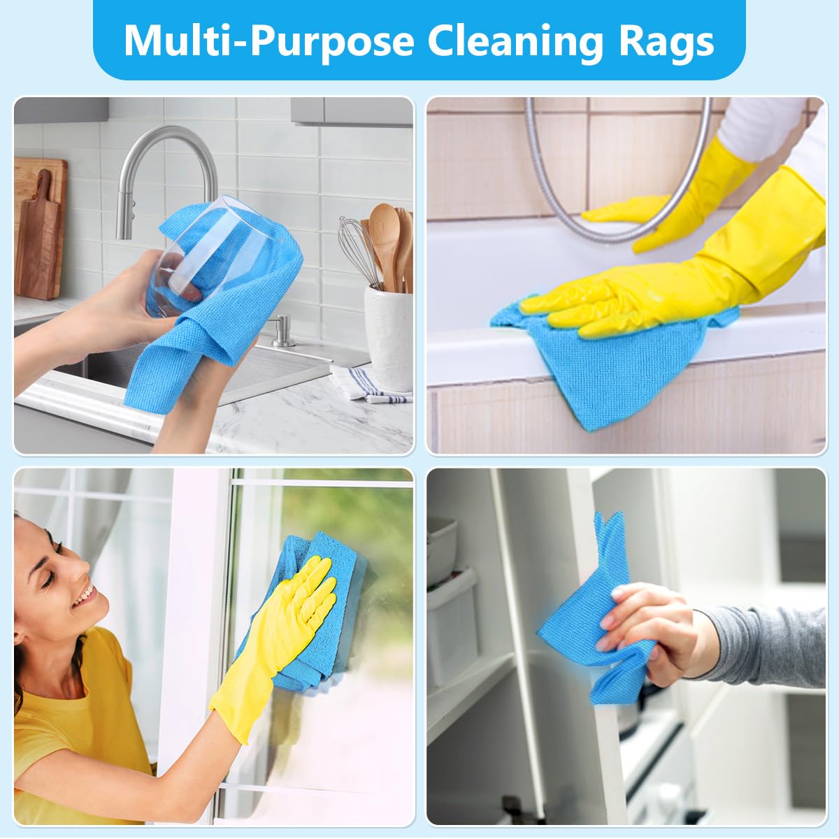 GLIMGLINT Microfiber Cleaning Cloth Box, Shop Towels 100 Pack Washable