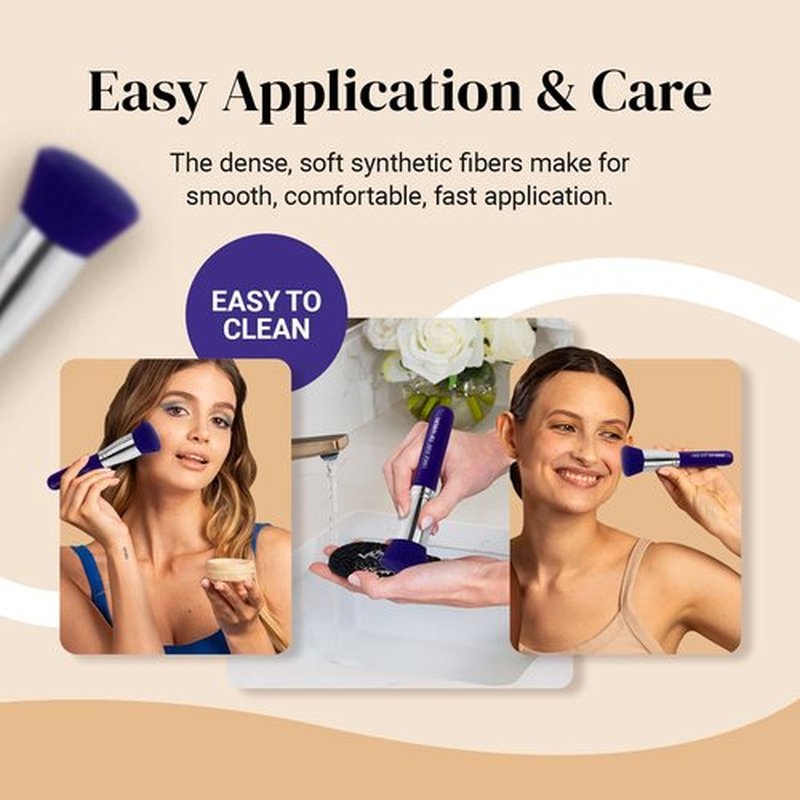 Large Flat Top Kabuki Foundation Brush By Keshima - Neon Purple Buffing, Blending, and Face Brush, Premium Makeup Brush for Liquid, Cream, and Powder, 1.6" Top Diameter