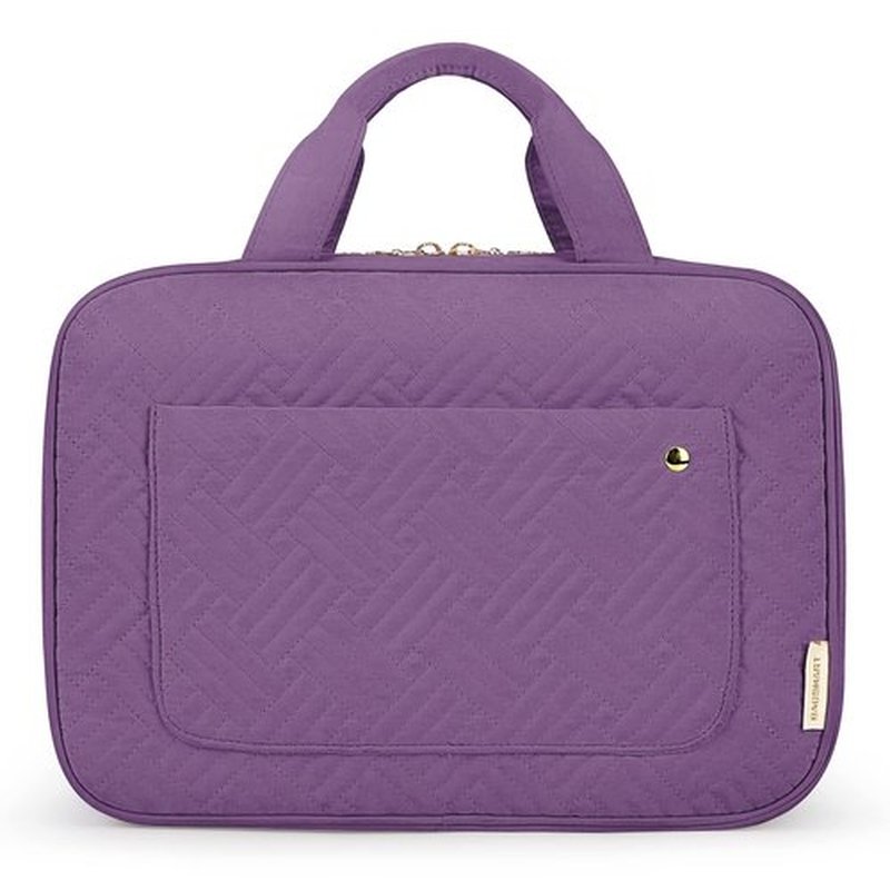 BAGSMART Toiletry Bag Travel Bag with Hanging Hook, Water-resistant Makeup Cosmetic Bag Travel Organizer for Accessories, Shampoo, Full Sized Container, Toiletries (Purple, Medium)