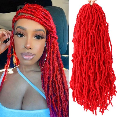 Soft Locs 18Inch 6Packs Long Faux Locs Crochet Hair Pre Looped Soft Goddess Locs Crochet Braids Hair for Women (18 Inch Red) …
