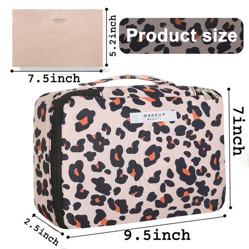 Travel Makeup Bag Cosmetic Bag Makeup Bag Toiletry bag for women and men (Brown Leopard)