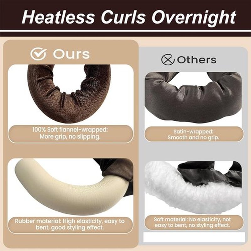 Overnight Blowout Rods Heatless Hair Curler,4PCS Jumbo Flexi Rods for Heatless Curls,Heatless Curling Rod Headband,Hair Rollers to Sleep In,No Heat Curls Overnight with Satin Hair Scrunchies & Bonnet