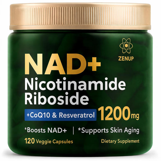 ZenUP NAD Supplement Nicotinamide Riboside Malate with CoQ10, Trans-Resveratrol & Quercetin, 1200mg Per Serving, Daily Supplement Formula, 120 Veggie Capsules, 60 Servings